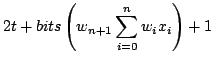 $\displaystyle 2t + bits \left( w_{n+1} \sum_{i=0}^{n}w_i x_i \right) + 1$